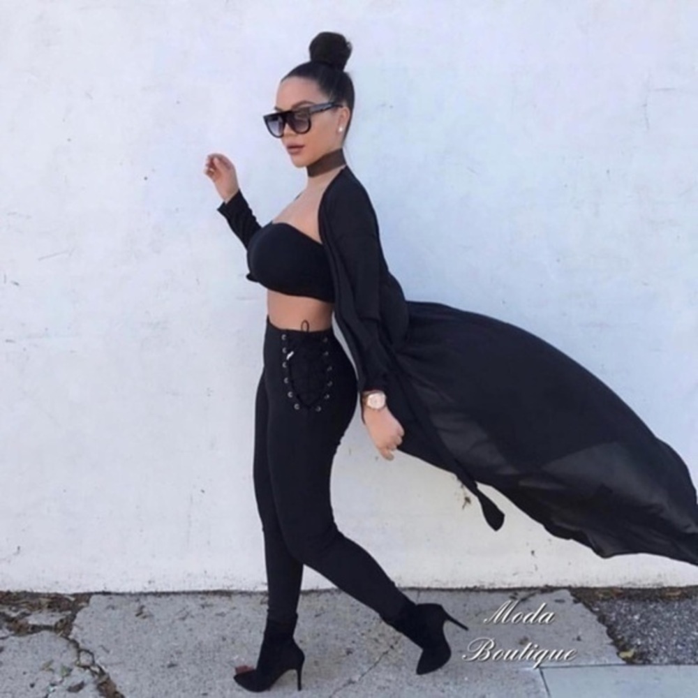 Black pants lace up
